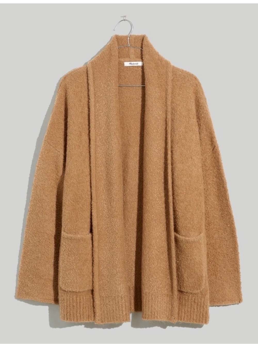 Madewell Gallatin Camel Open-Front Pocket Knit Cardigan XS
